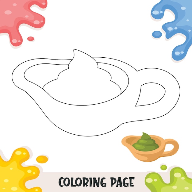 Voedselkleurboek voor kinderen met illustratie van wasabisaus