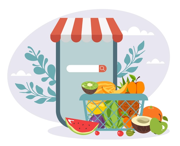 Voedselmarkt online boerderij zakelijke mobiele app abstract concept