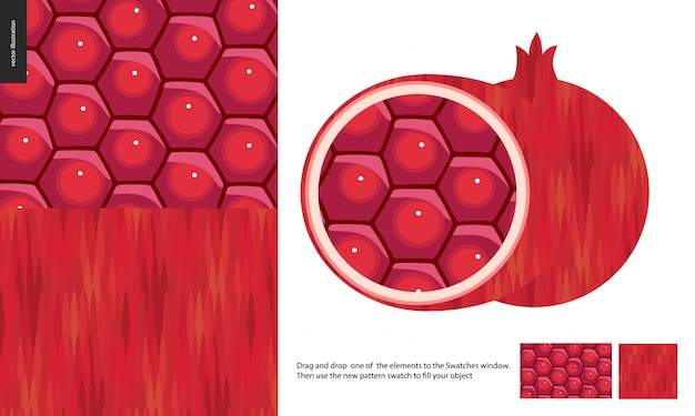 Vector voedselpatronen van granaatappel