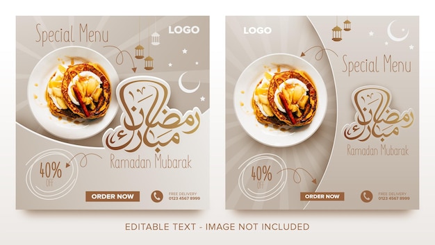 Voedselpromotie speciaal menu Ramadan social media postbanner