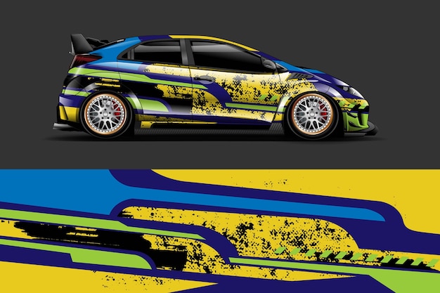 Vector voertuig wrap en vinyl sticker ontwerp met abstracte achtergrond racen