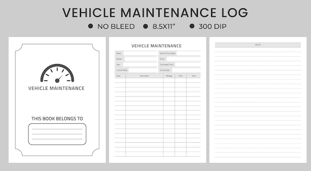 Vector voertuigonderhoudslogboek, notitieboek voor voertuigonderhoud