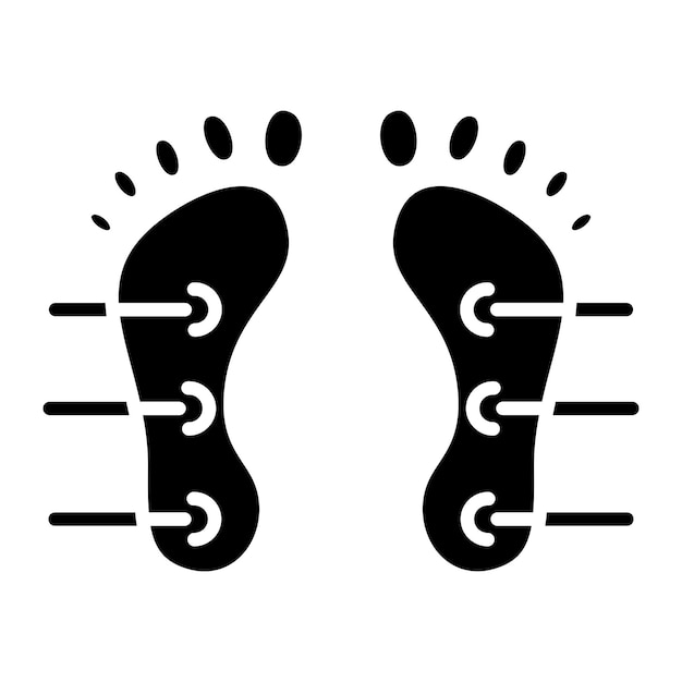 Vector voet acupunctuur glyf massieve zwarte illustratie