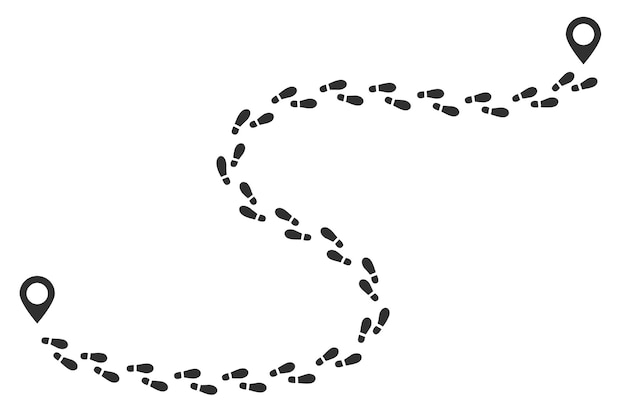 Voetafdrukspoor menselijke looproute voetstappen volgen vector