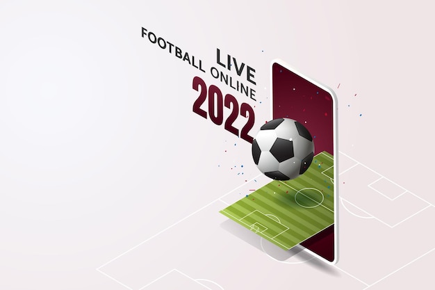 Voetbal 2022-wedstrijden op smartphonescherm live voetbal online via