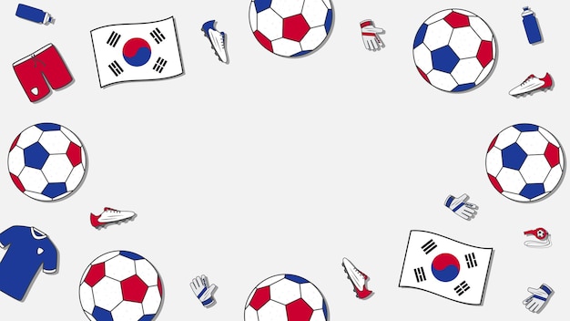 Voetbal Achtergrond Ontwerpsjabloon Voetbal Cartoon Vector Illustratie Toernooi In Zuid-Korea