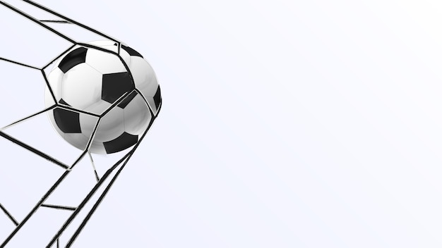 Voetbal bal doel scoren sportactiviteit De bal is in het doel Sjabloon vector