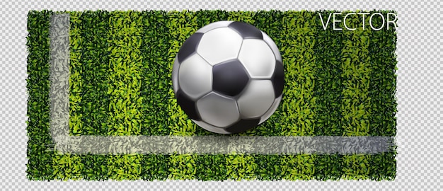 Voetbal bal ontwerp op groen gras achtergrond, vectorillustratie. vector groen gras banners, vectorillustratie.