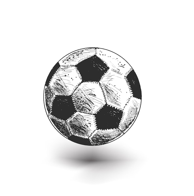 Voetbal bal schets in trendy vlakke stijl geïsoleerd op een witte achtergrond