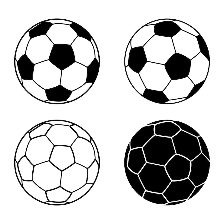 Vector voetbal bal vector illustratie set, voetbal pictogram. voetbal eenvoudige zwarte stijl,