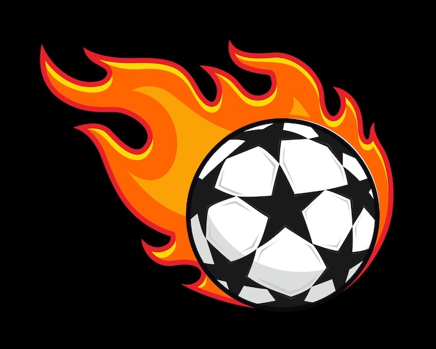 Voetbal bal vlam brand voetbal vectorillustraties