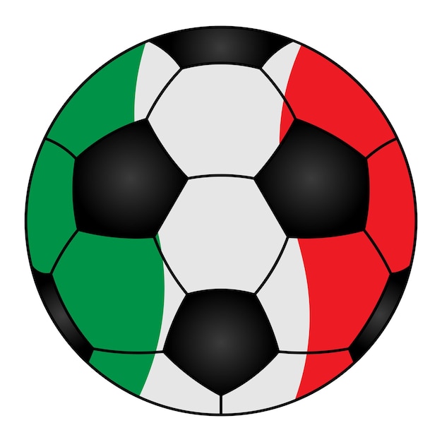 Voetbal De sportuitrusting is geschilderd in de kleuren van de Italiaanse vlag