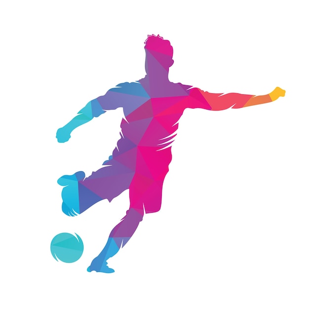 Voetbal en voetballer logo ontwerp Dribbelen bal logo vector pictogram ontwerp