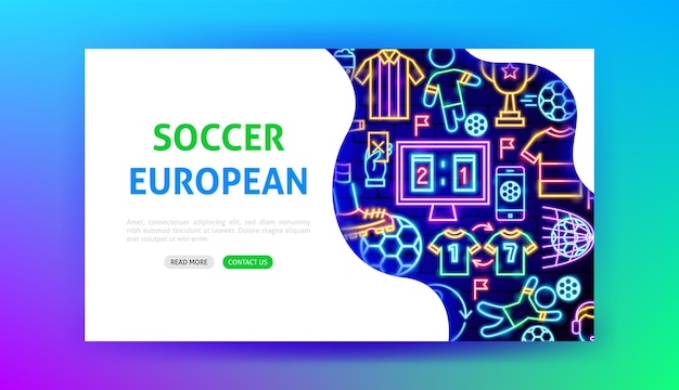 Voetbal Europese neon-bestemmingspagina