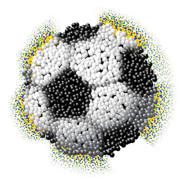 Vector voetbal gemaakt van verspreide 3d-deeltjes