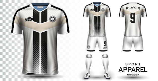 Voetbal jersey en voetbal kit presentatie mockup sjabloon