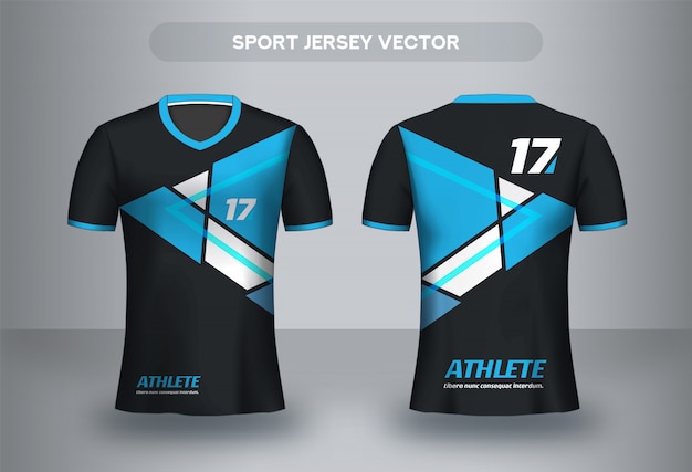 Voetbal Jersey ontwerpsjabloon. Corporate ontwerp shirt. Voetbalclub uniform T-shirt voor- en achteraanzicht.