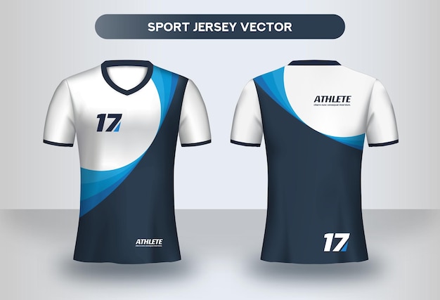 Voetbal Jersey ontwerpsjabloon. Huisstijl, voetbalclub uniform T-shirt voor- en achteraanzicht.