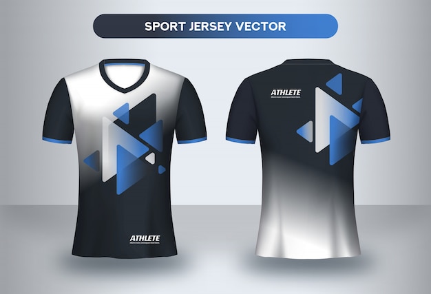 Voetbal jsersey-sjabloon, voetbalclub uniform t-shirt voor- en achteraanzicht.