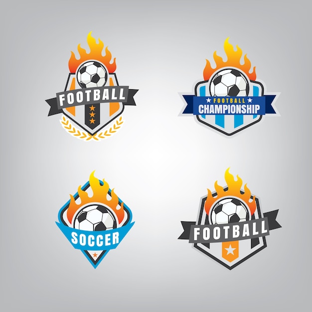 Voetbal logo ontwerpset, vectorillustratie