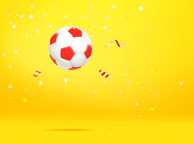 Voetbal met confetti. Het winnaar concept