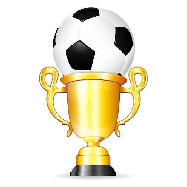 Voetbal met gouden trofee