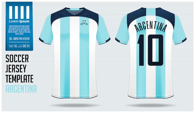 Voetbal mockup of voetbal kit sjabloon voor argentinië.