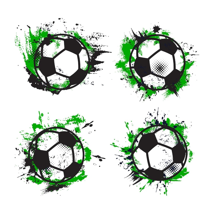 Vector voetbal of voetbal sport ballen grunge banners