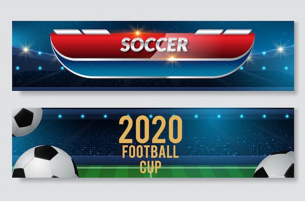 Vector voetbal of voetbal sport game banner set