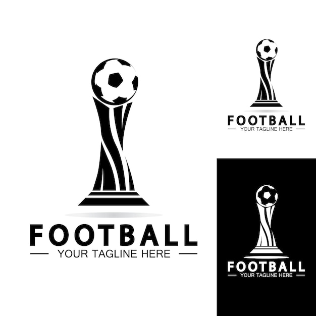 Voetbal of voetbalkampioenschap trofee Logo ontwerp vector pictogram templatechampions voetbaltrofee voor winnaar award