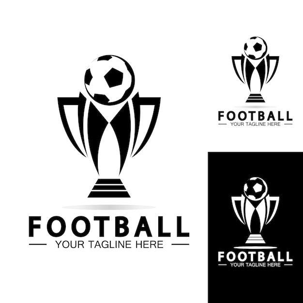 Voetbal of voetbalkampioenschap trofee Logo ontwerp vector pictogram templatechampions voetbaltrofee voor winnaar award