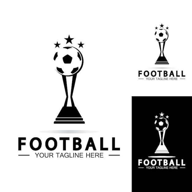 Voetbal of voetbalkampioenschap trofee Logo ontwerp vector pictogram templatechampions voetbaltrofee voor winnaar award