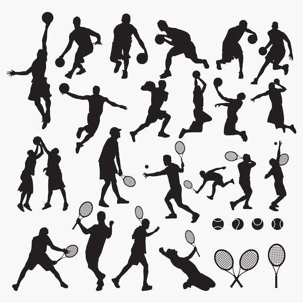 Vector voetbal rugby silhouetten