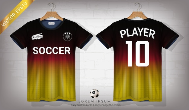 Vector voetbal shirt en t-shirt sport mockup sjabloon