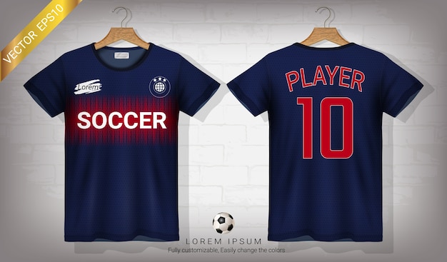 Voetbal shirt en t-shirt sport mockup sjabloon