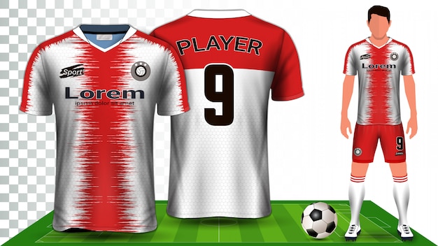 Voetbal shirt, sport shirt of voetbal kit uniforme presentatie.