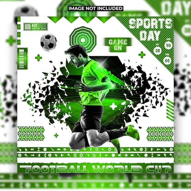 Voetbal social media post of poster modern ontwerpsjabloon Premium Vector