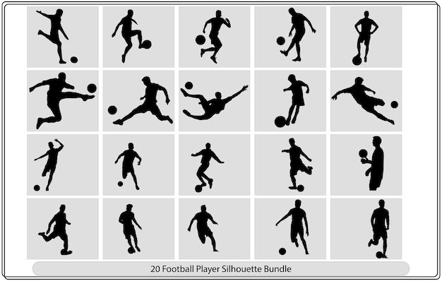 Voetbal speler silhouet set