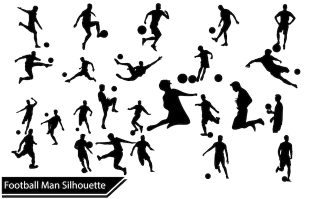 Voetbal speler silhouet set