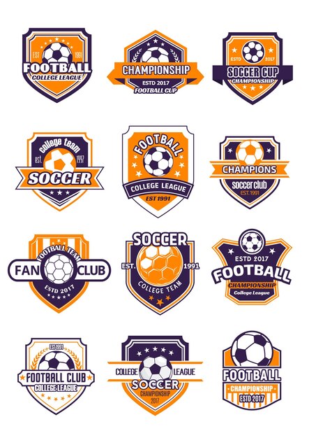 Voetbal sport badge met voetbal op schild