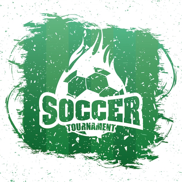 Voetbal sport groene poster met ballon embleem