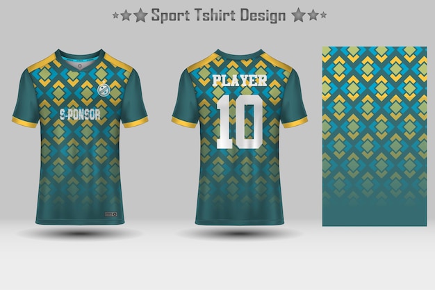 Voetbal sport jersey mockup abstract geometrisch patroon tshirt ontwerp