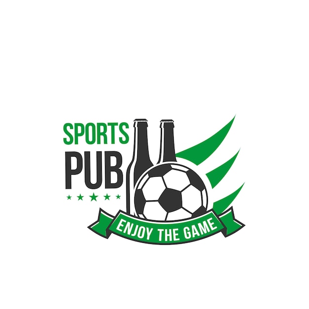 Voetbal sport pub vector pictogram bierfles en bal