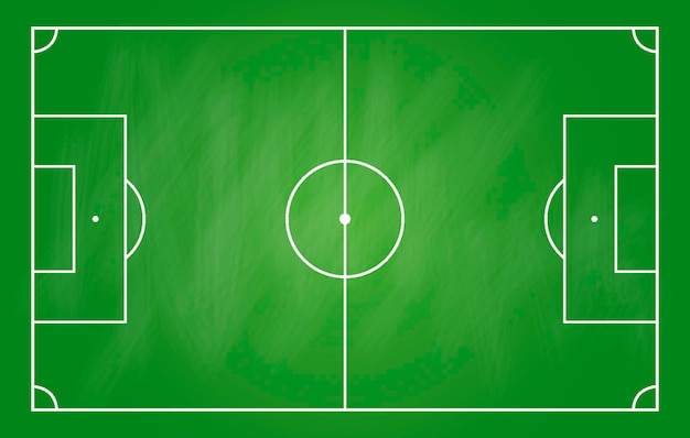 Voetbal strategie veld voetbal spel tactiek schoolbord sjabloon Hand getekende voetbal spel regeling leren greenboard sport plan vectorillustratie