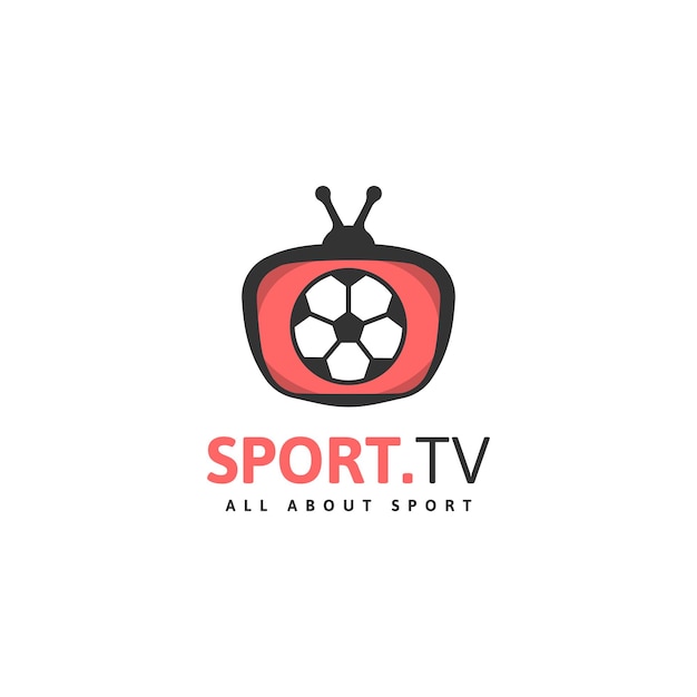 Voetbal tv-ontwerp. Televisie en bal logo sjabloon platte vector