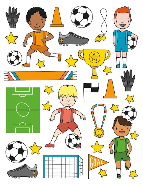 Voetbal vector illustratie set