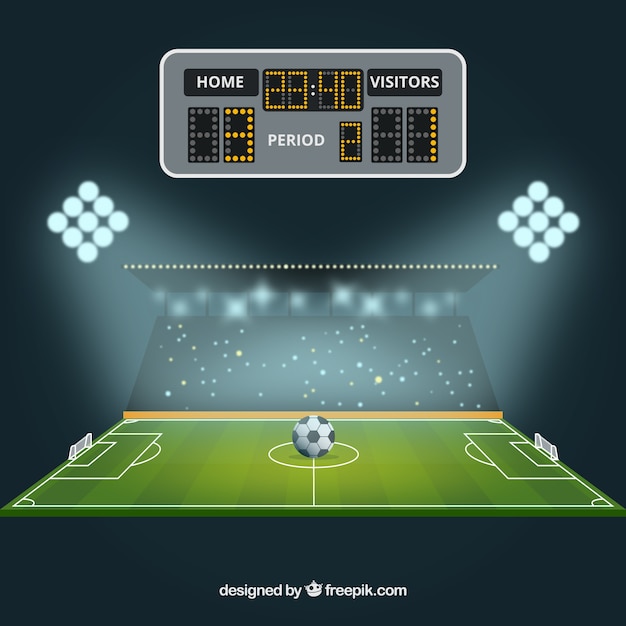 Vector voetbal veld achtergrond met scorebord