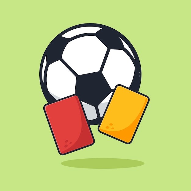 Voetbal voetbal met rode en gele kaart pictogram illostratie vector geïsoleerd