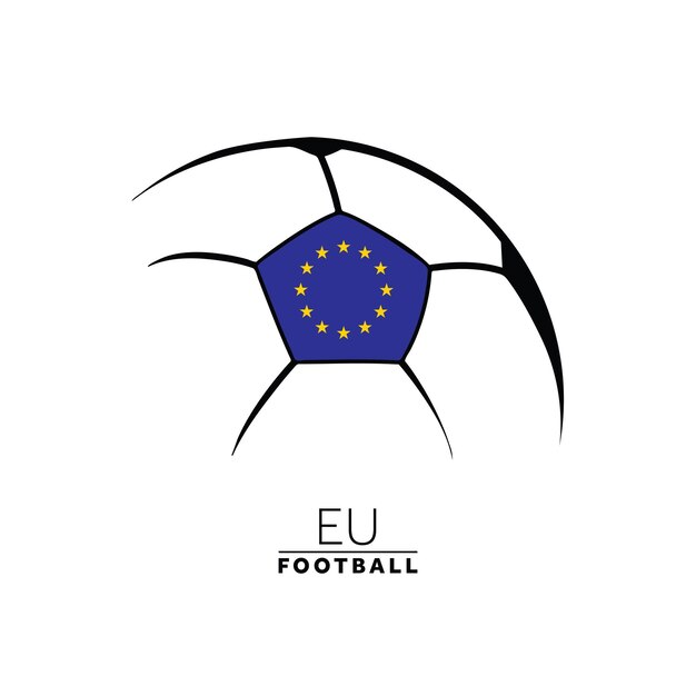 Voetbal voetbal minimaal ontwerp met vlag van de Europese Unie