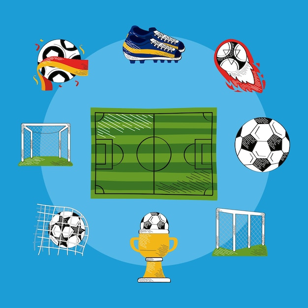 Voetbal voetbal negen pictogrammen